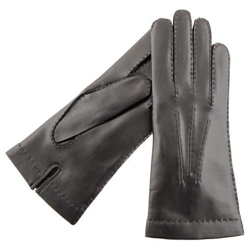 Bright leather gloves for women