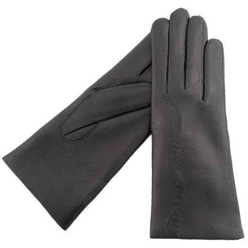 Wavy leather gloves for women