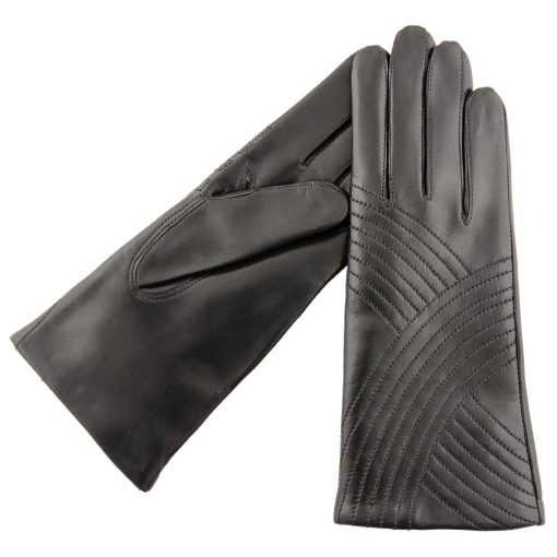 Striped leather gloves for women