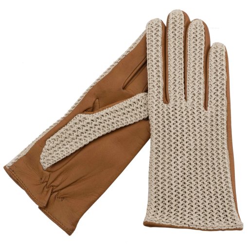 Olivia leather gloves with knitted top for women