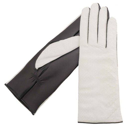 Dory leather gloves with pyton top for women