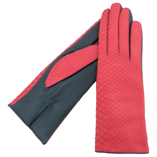 Dory leather gloves with pyton top for women